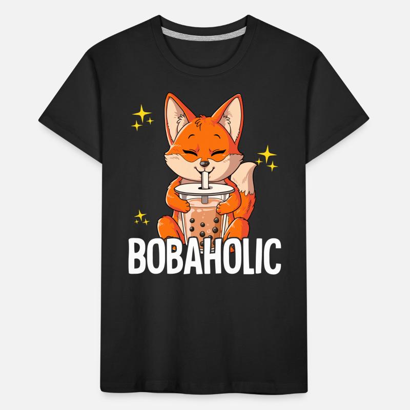 Bubble Tea Fox Boba Tea Bobaholic T-shirt bio Premium Enfant