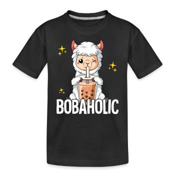 Bubble Tea Lama Boba Tea Bobaholic - Kinder Premium Bio T-Shirt - Schwarz - Vorne