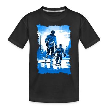 Vater und Sohn Eishockey Vatertags Geschenk - Kinder Premium Bio T-Shirt - Schwarz - Vorne