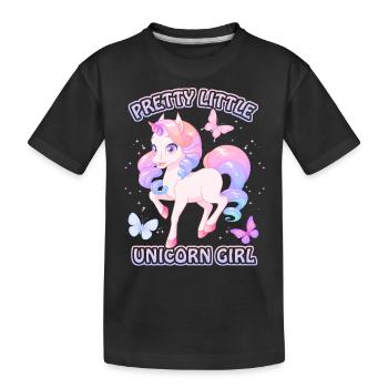 Licorne Fille, Licorne Kawaii, Jolie Fille - T-shirt bio Premium Enfant - noir - Devant