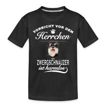 Vorsicht vor dem Herrchen, Zwergschnauzer - Kinder Premium Bio T-Shirt - Schwarz - Vorne