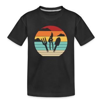 Retro Kleingarten Gartenbau Schrebergarten - Kinder Premium Bio T-Shirt - Schwarz - Vorne