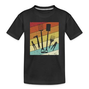 Retro Kleingarten Gartenbau Schrebergarten - Kinder Premium Bio T-Shirt - Schwarz - Vorne