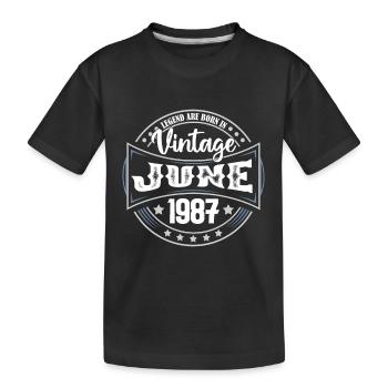1987 Juni. Geburtstagsgeschenk Juni 1987. Juni - Kinder Premium Bio T-Shirt - Schwarz - Vorne