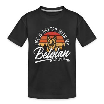 La vie malinoise belge est meilleure avec un chien policier - T-shirt bio Premium Enfant - noir - Devant