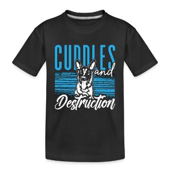 Chien de travail belge malinois Câlins & Destruction - T-shirt bio Premium Enfant - noir - Devant