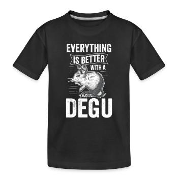 Alles besser mit Degu Nagetier Stauchratte - Kinder Premium Bio T-Shirt - Schwarz - Vorne
