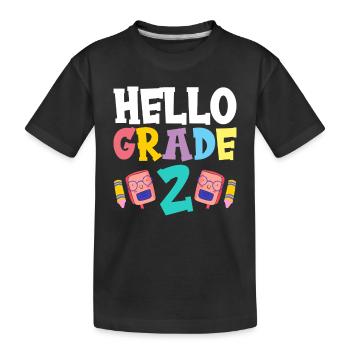 Hallo Klasse 2 Schule Zweitklässler Zweite Klasse - Kinder Premium Bio T-Shirt - Schwarz - Vorne