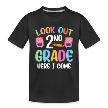 Achtung Zweite Klasse Ich Komme Zweitklässler - Kinder Premium Bio T-Shirt - Schwarz - Vorne