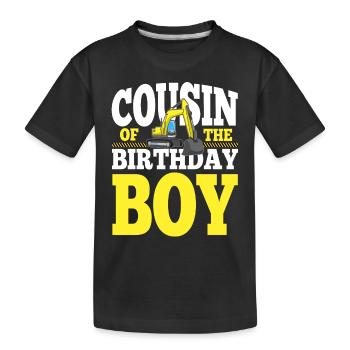 Cousin de la famille de construction de garçon d’anniversaire - T-shirt bio Premium Enfant - noir - Devant