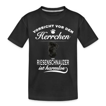 Vorsicht vor dem Herrchen - Riesenschnauzer - Kinder Premium Bio T-Shirt - Schwarz - Vorne