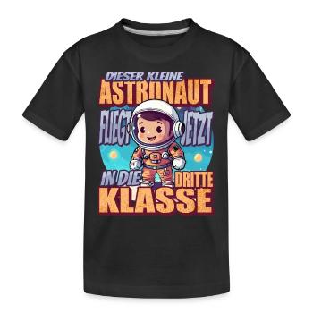 Dieser Kleine Astronaut fliegt jetzt in die - Kinder Premium Bio T-Shirt - Schwarz - Vorne
