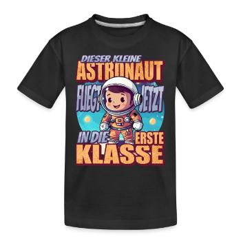Dieser Kleine Astronaut fliegt jetzt in die erste - Kinder Premium Bio T-Shirt - Schwarz - Vorne
