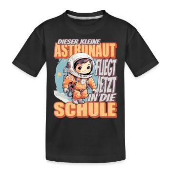Dieser Kleine Astronaut fliegt jetzt in die Schule - Kinder Premium Bio T-Shirt - Schwarz - Vorne