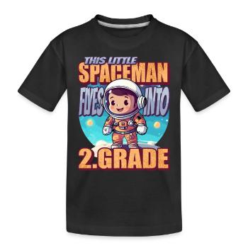 This little astronaut flies into the second - Kids' Premium Organic T-Shirt - black - Front