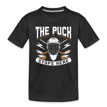 Der Puck bleibt hier stehen - Kinder Premium Bio T-Shirt - Schwarz - Vorne