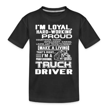 Truck Driver Proud Truck Driver - Kids' Premium Organic T-Shirt - black - Front