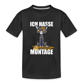 Ich hasse Montage Katze Spruch typischer Wochentag - Kinder Premium Bio T-Shirt - Schwarz - Vorne