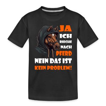 Ja ich rieche nach Pferd - Westernreiten - Kinder Premium Bio T-Shirt - Schwarz - Vorne