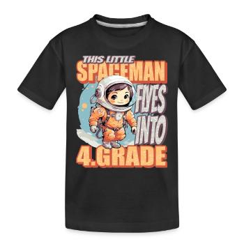 This little astronaut flies into the fourth - Kids' Premium Organic T-Shirt - black - Front