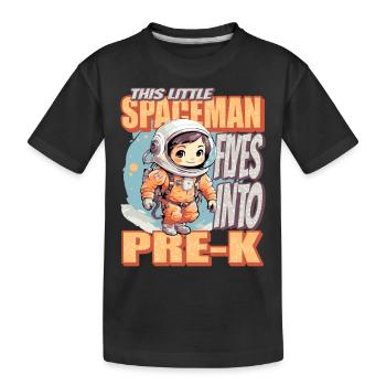 This little astronaut flies to preschool - Kids' Premium Organic T-Shirt - black - Front