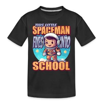 Ce petit astronaute s’envole pour l’école - T-shirt bio Premium Enfant - noir - Devant