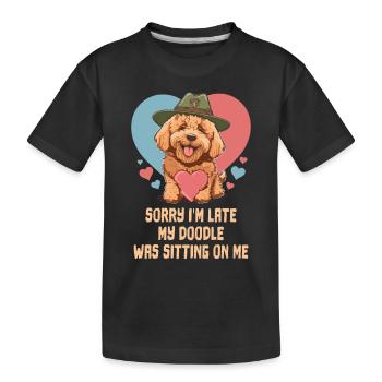 Désolé d’être en retard, mon doodle était assis sur moi - T-shirt bio Premium Enfant - noir - Devant