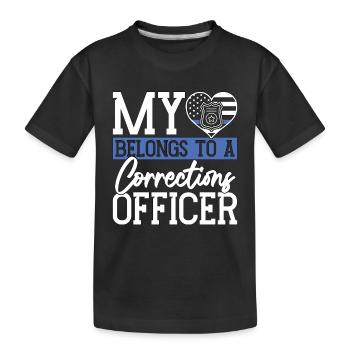 Corrections Officer My Heart Belongs To Officers - Kids' Premium Organic T-Shirt - black - Front