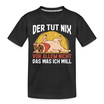 Hund Mops - Kinder Premium Bio T-Shirt - Schwarz - Vorne