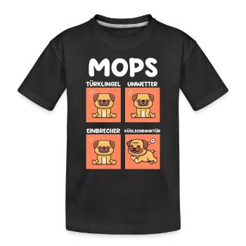 Hund Mops - Kinder Premium Bio T-Shirt - Schwarz - Vorne