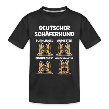 Hund Schäferhund - Kinder Premium Bio T-Shirt - Schwarz - Vorne