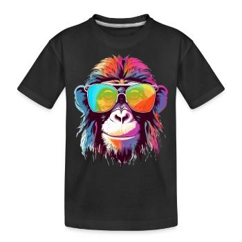 Bily, der bebrillte Affe - Kinder Premium Bio T-Shirt - Schwarz - Vorne