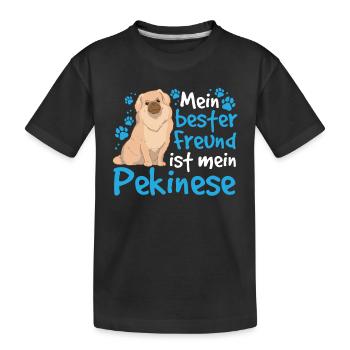 Pekinese ist mein Freund Peking-Palasthund - Kinder Premium Bio T-Shirt - Schwarz - Vorne