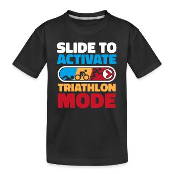 Slide To Activate Triathlon Mode Triathlet Profi - Kinder Premium Bio T-Shirt - Schwarz - Vorne