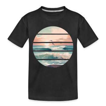 Meer Wellen Brandung Gischt Ufer Küste - Kinder Premium Bio T-Shirt - Schwarz - Vorne
