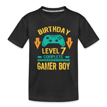 Seven 7yr BDay Son Boy Funny Gamer 7th 7 Year Old - Kinder Premium Bio T-Shirt - Schwarz - Vorne