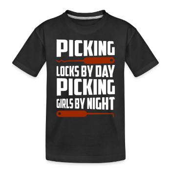 Cueillir des serrures par jour Cueillir les filles par nuit Serrures - T-shirt bio Premium Enfant - noir - Devant