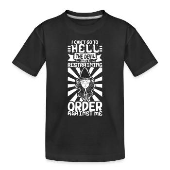 Hexe Okkult Gothic Dunkel Satanisch Unheilige - Kinder Premium Bio T-Shirt - Schwarz - Vorne