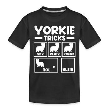 Dog Yorkie - Kids' Premium Organic T-Shirt - black - Front