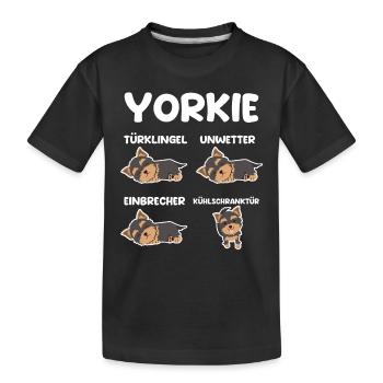 Hund Yorkie - Kinder Premium Bio T-Shirt - Schwarz - Vorne