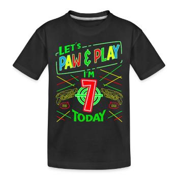 Lets Paw & Play I am 7 Years Old Today Laser Tag - Kids' Premium Organic T-Shirt - black - Front