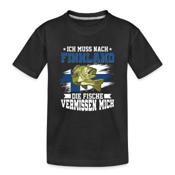 Ich muss nach Finnland die Fische vermissen mich - Kinder Premium Bio T-Shirt - Schwarz - Vorne