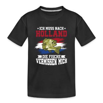 Ich Muss Nach Holland Die Fische Vermissen Mich - Kinder Premium Bio T-Shirt - Schwarz - Vorne