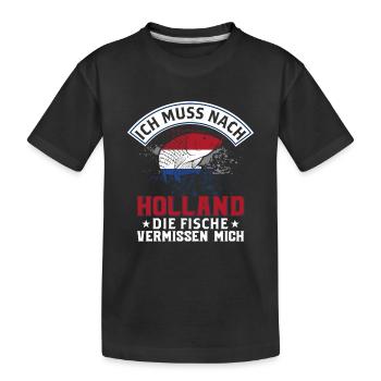 Ich Muss Nach Holland Die Fische Vermissen Mich - Kinder Premium Bio T-Shirt - Schwarz - Vorne