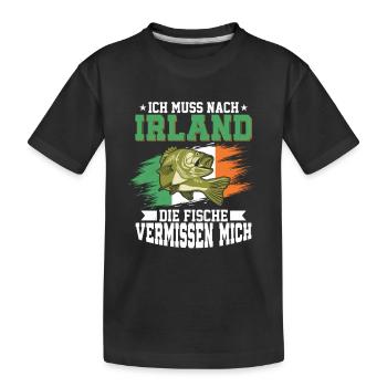Ich Muss Nach Irland Die Fische Vermissen Mich - Kinder Premium Bio T-Shirt - Schwarz - Vorne