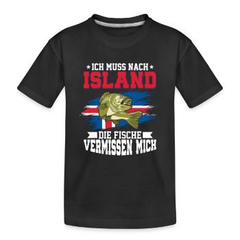 Ich Muss Nach Island Die Fische Vermissen Mich - Kinder Premium Bio T-Shirt - Schwarz - Vorne