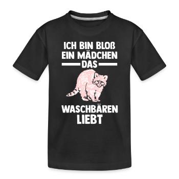 Tiermotiv Waschbär - Kinder Premium Bio T-Shirt - Schwarz - Vorne