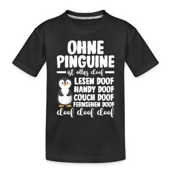Tiermotiv Pinguin - Kinder Premium Bio T-Shirt - Schwarz - Vorne