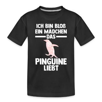 Tiermotiv Pinguin - Kinder Premium Bio T-Shirt - Schwarz - Vorne