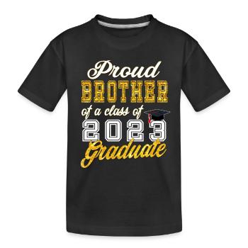 Graduation 2023 - Fier frère d’une promotion de 2023 - T-shirt bio Premium Enfant - noir - Devant